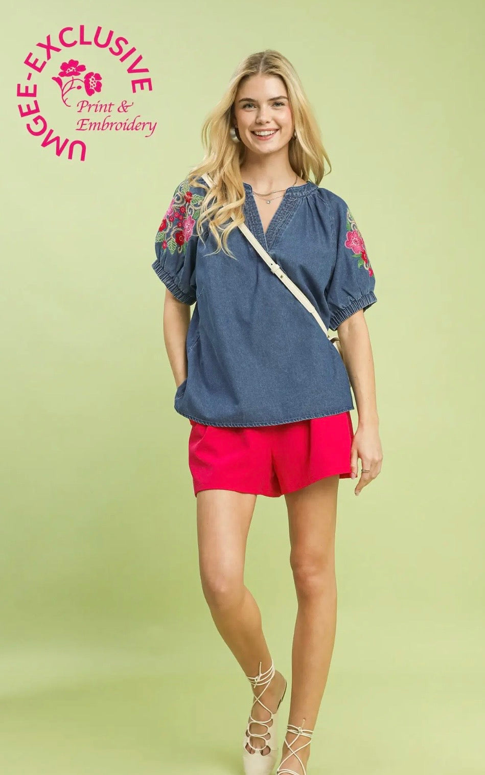 Indigo floral sleeve top
