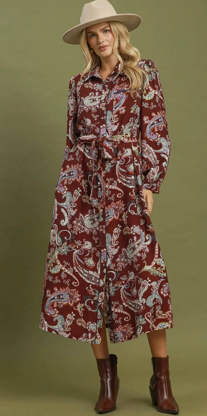 Merlot paisley dress