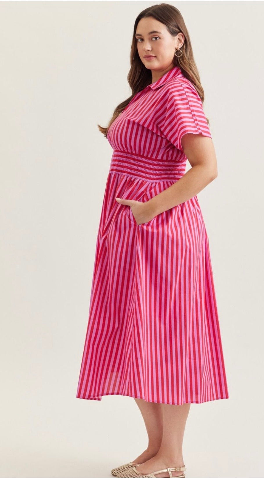 Red/pink zip curvy dress