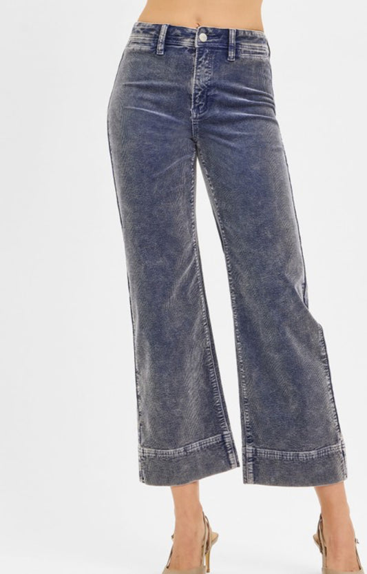 Risen blue cropped corduroy