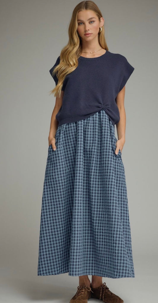 Navy sweater dress
