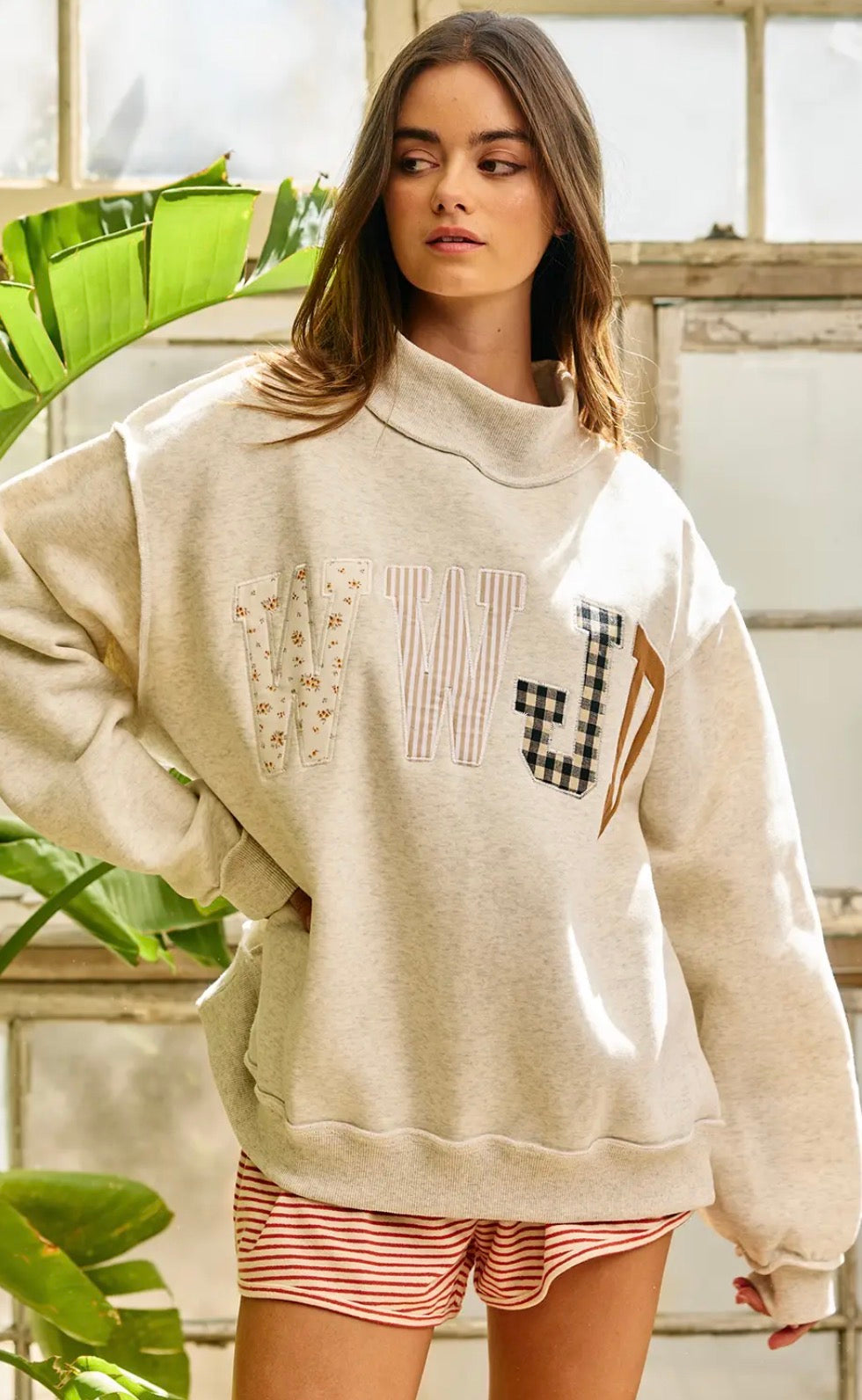 WWJD mock neck sweatshirt
