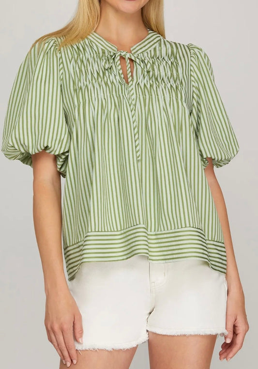 Sage stripe top