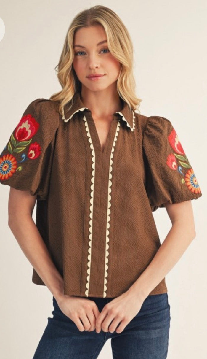 Jane floral sleeve top