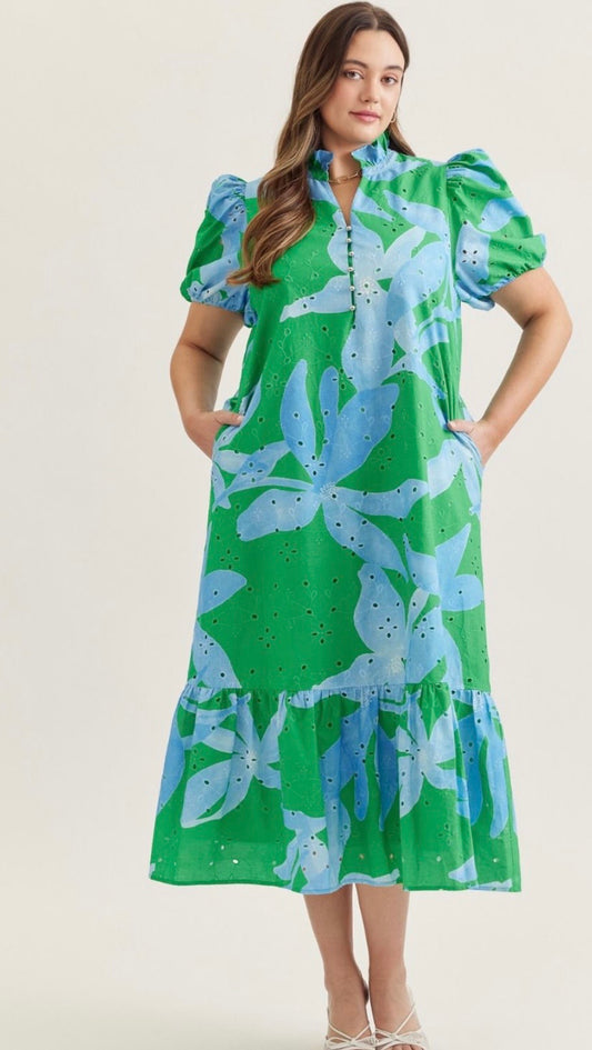 Blue Hawaiian curvy dress