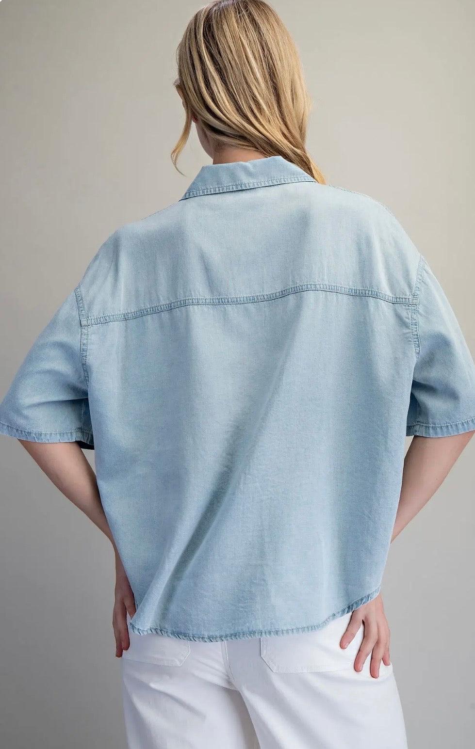 Denim button top