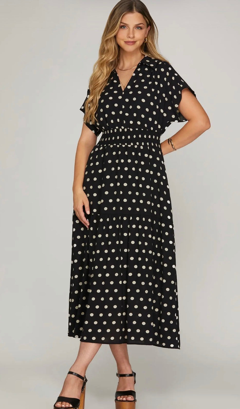 Black and white polka dot dress