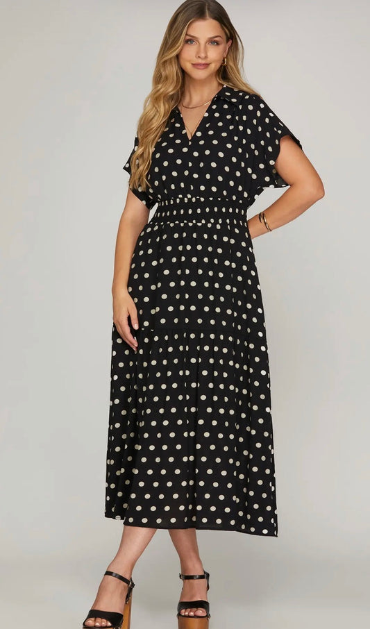 Black and white polka dot dress