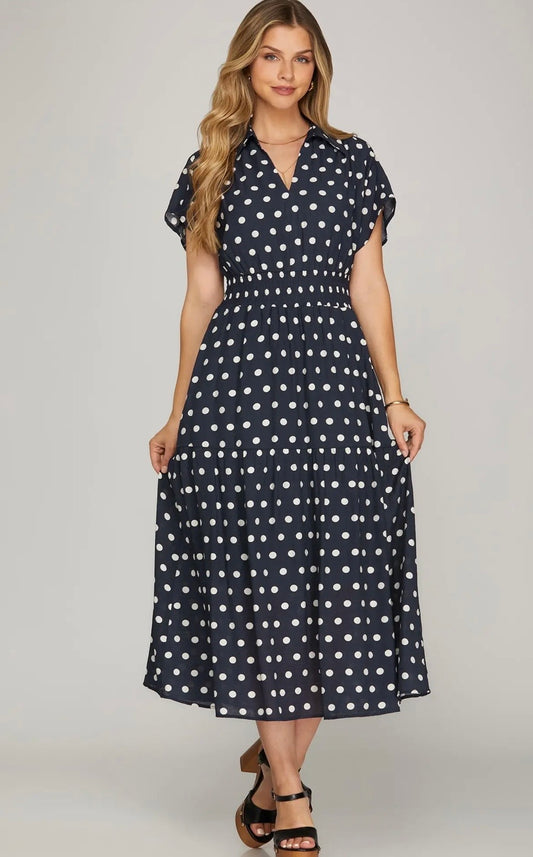 Black/white polka dot dress
