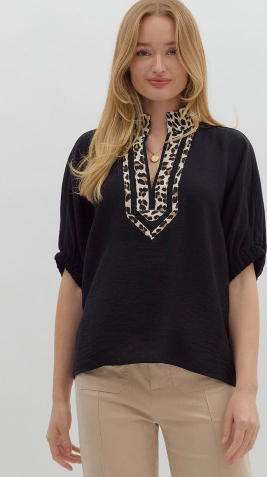 Black cheetah print top