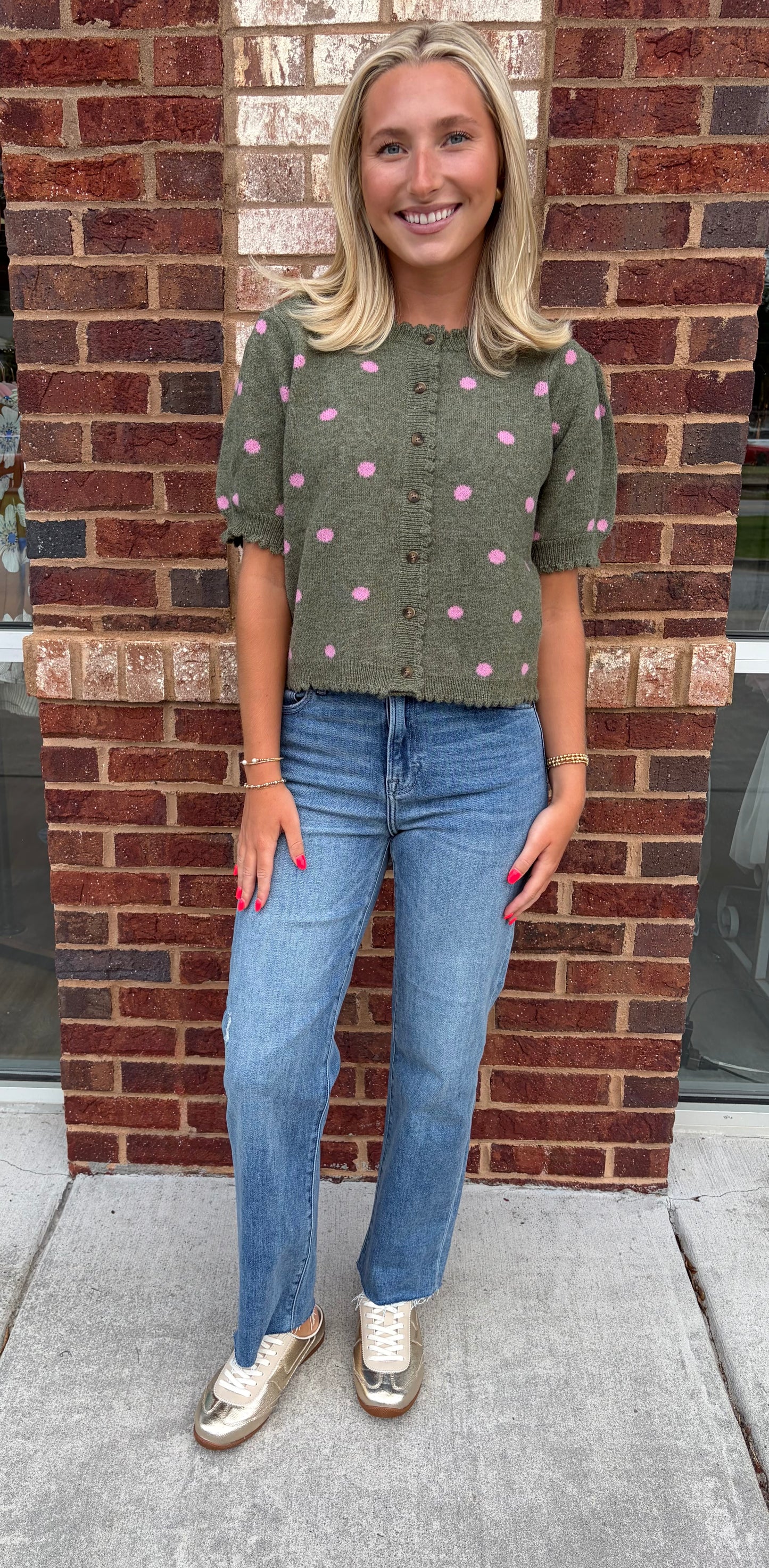 Olive polka dot sweater