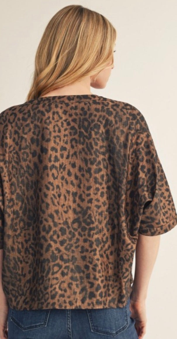 Leopard button top