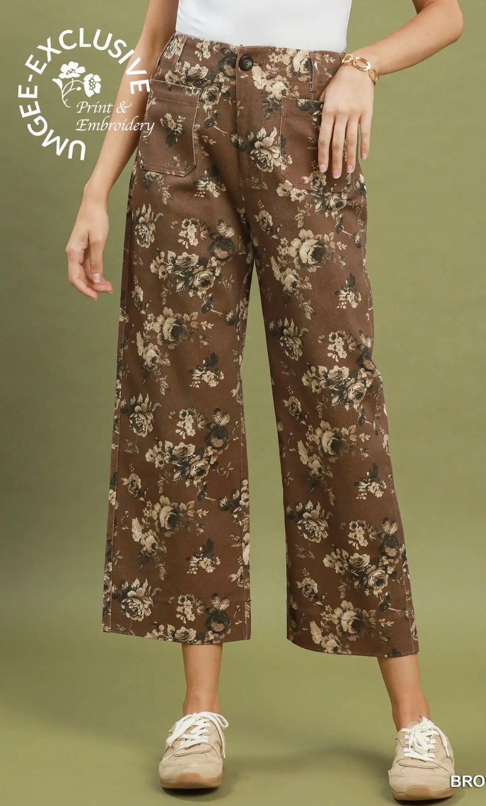 Brown floral pants