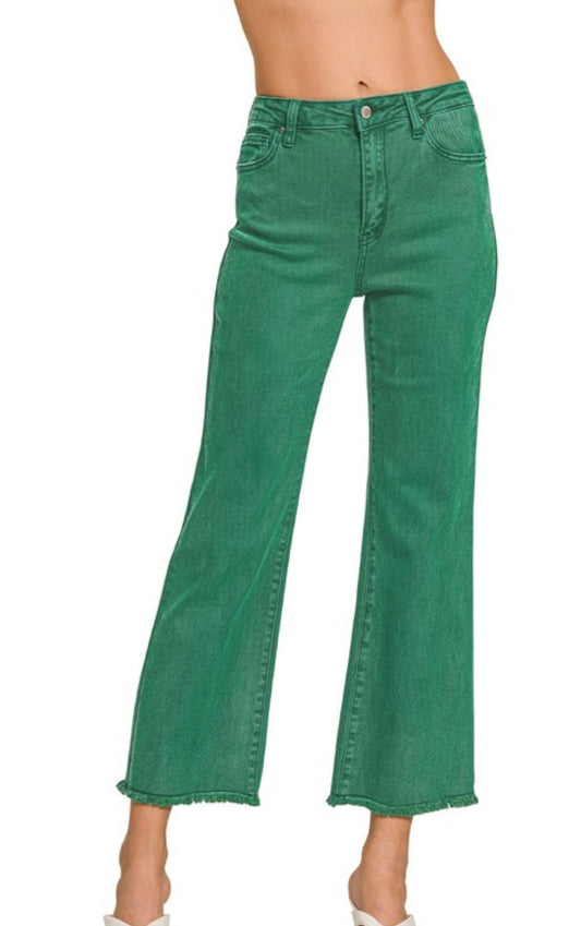 Zenana Kelly green denim
