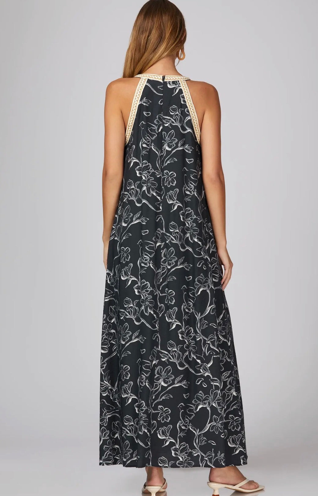 Halter neck floral print dress