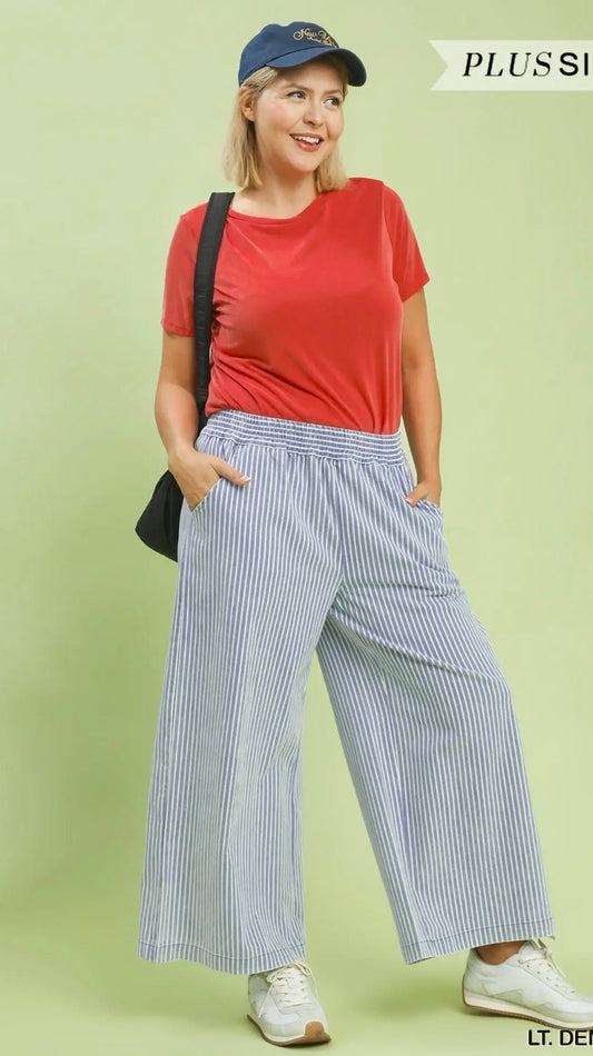 Curvy Lt denim stripe pant