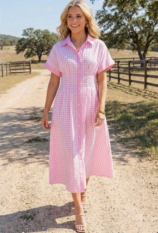 Pink checkered dress