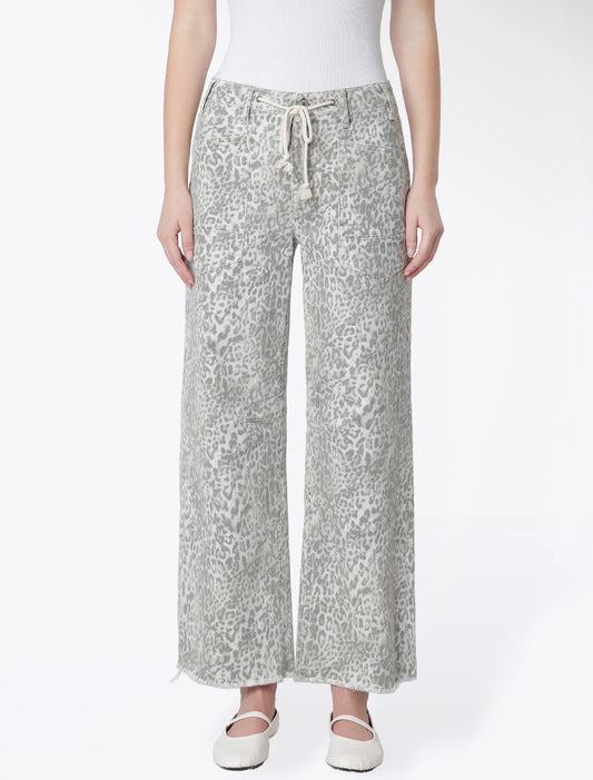 Vervet leopard highrise crop wide drawstring