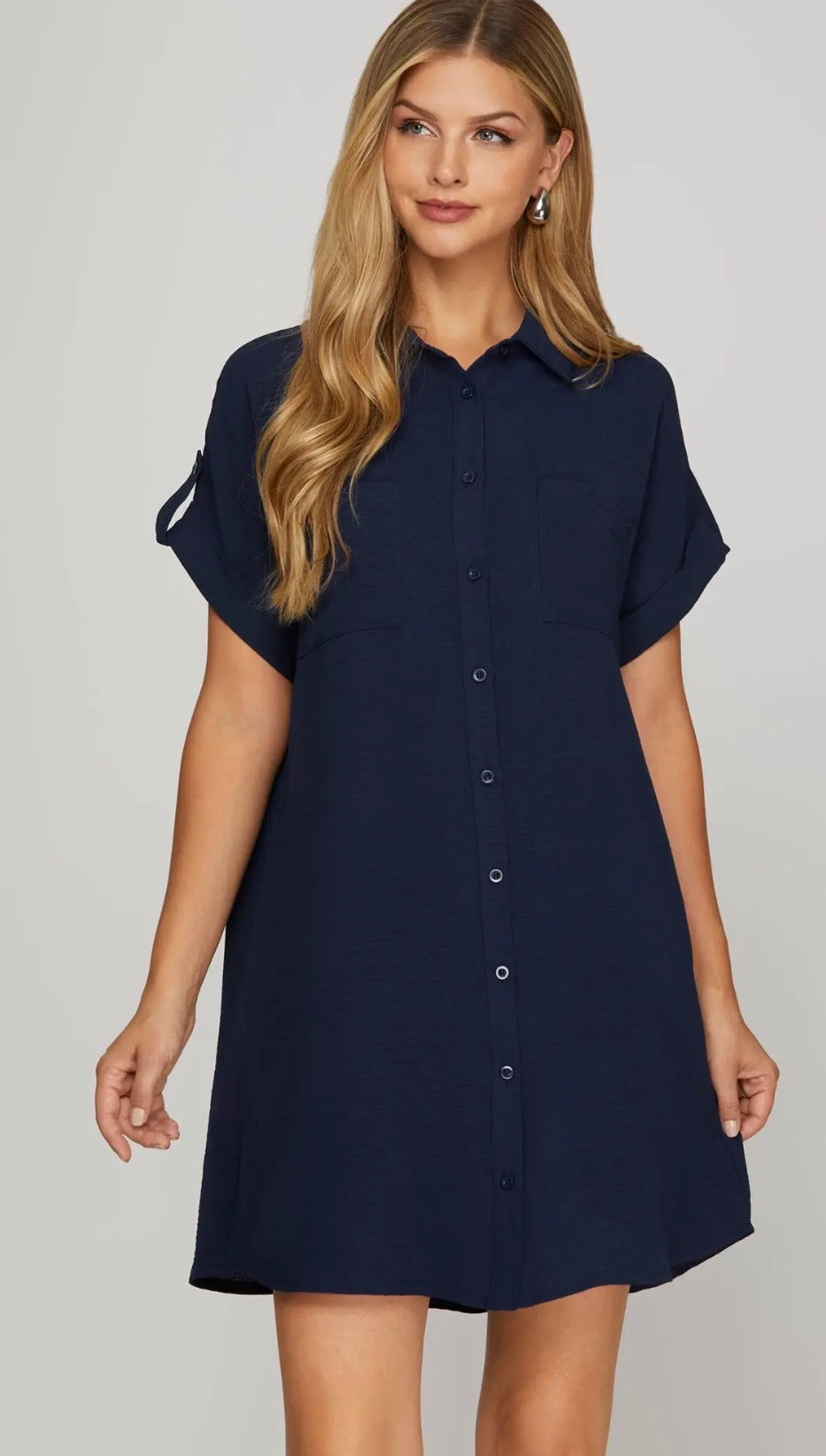 Navy blue shirt dress