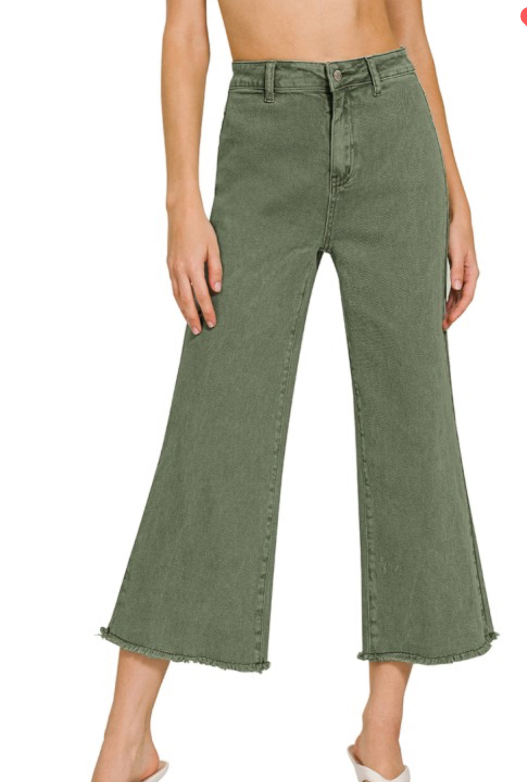 Zenana olive cropped jeans