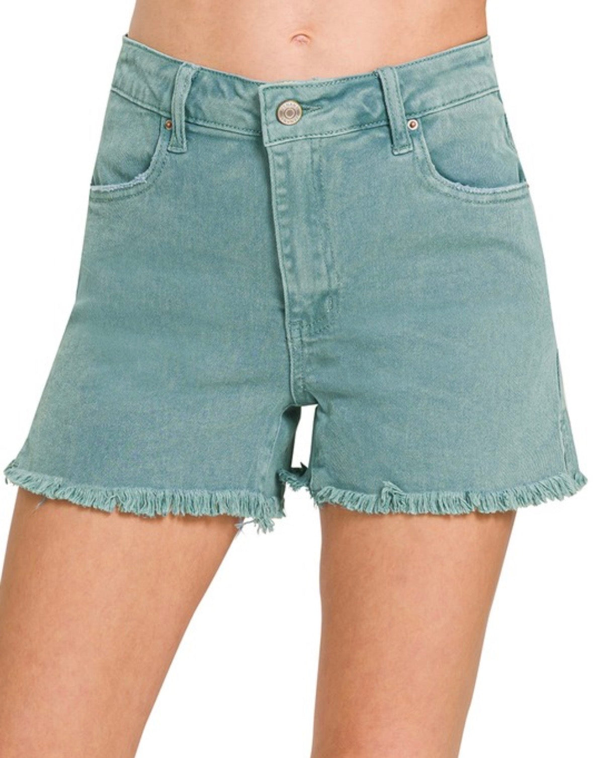Zenana teal denim shorts