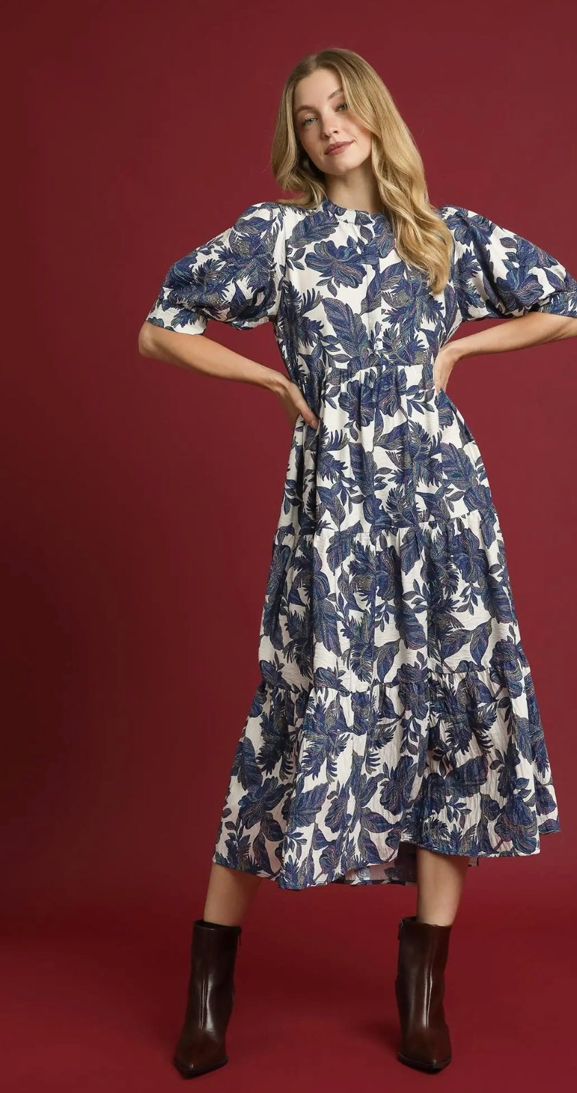 Blue leaf fall dress