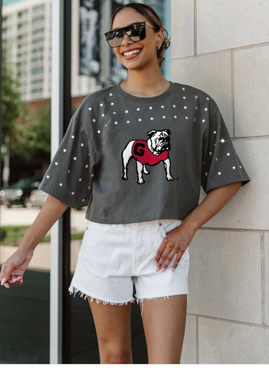 Jeweled cropped GA tee