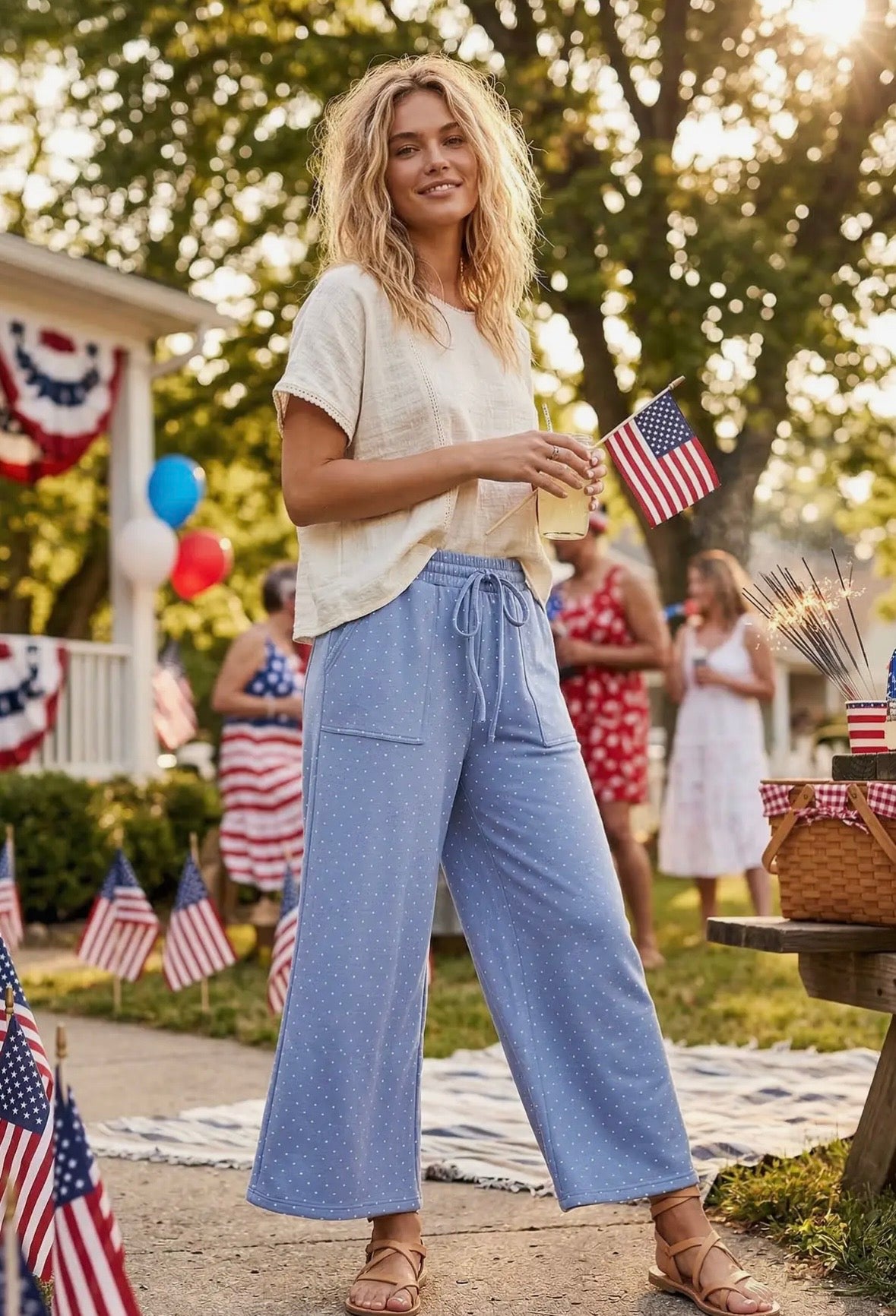 Blue dot pants