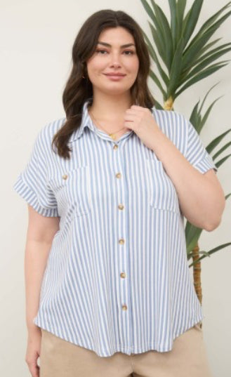 Grey stripe curvy top