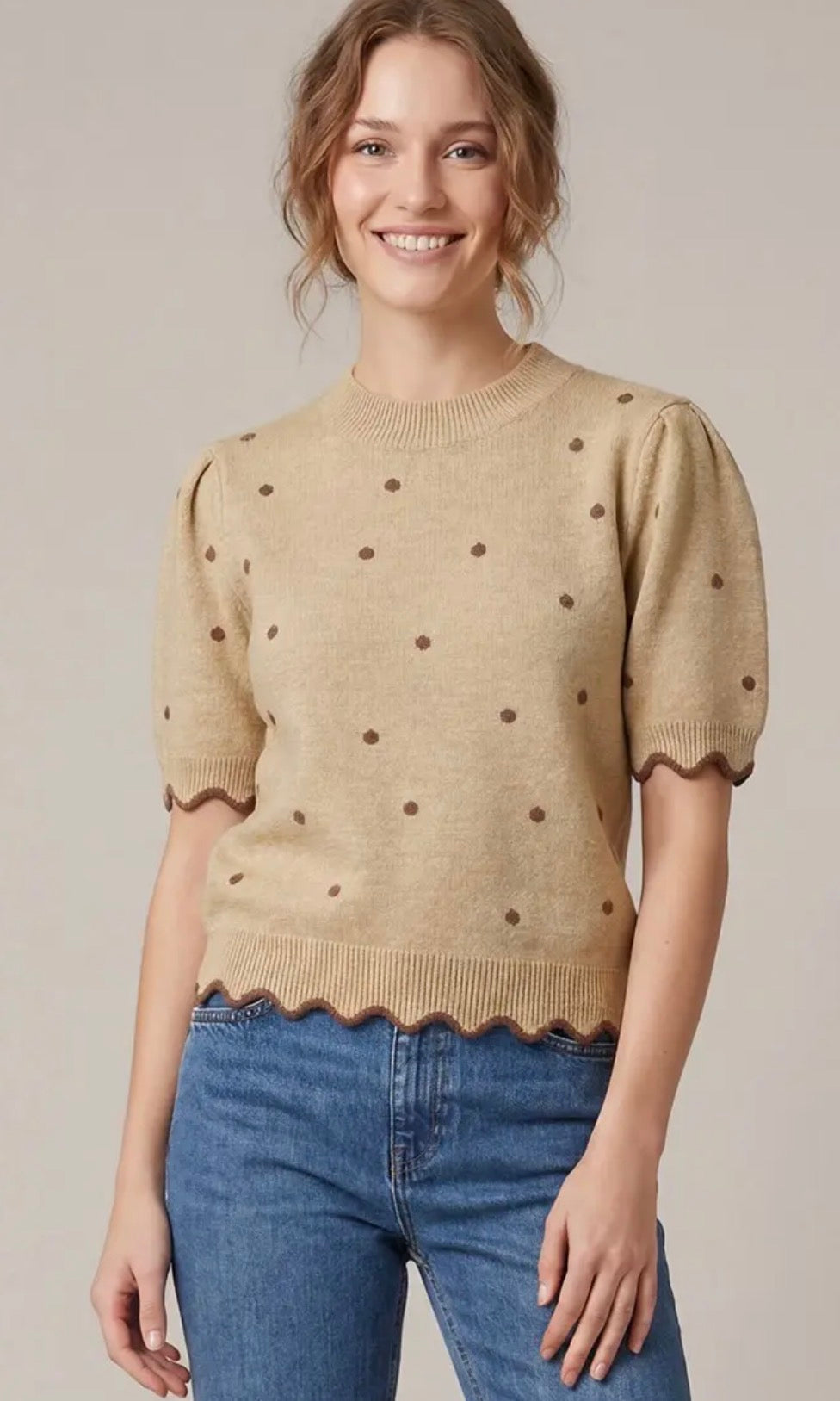 Taupe dot sweater