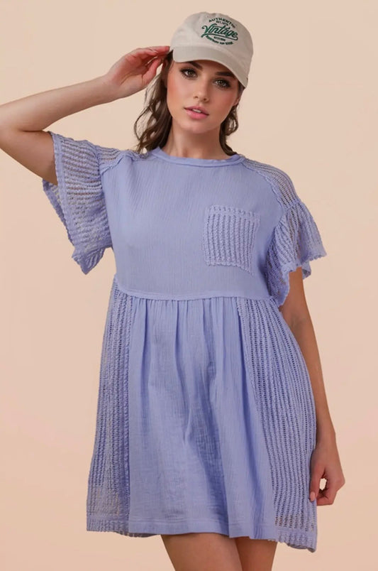 Waffle knit mini dress