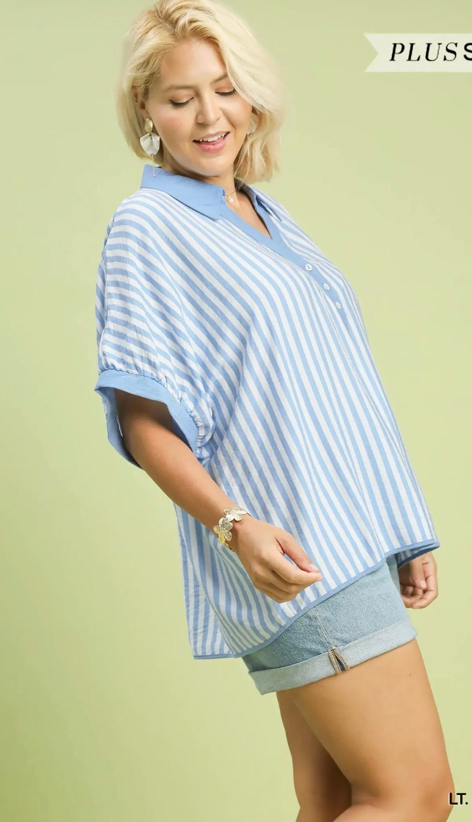 Blue stripe curvy blouse