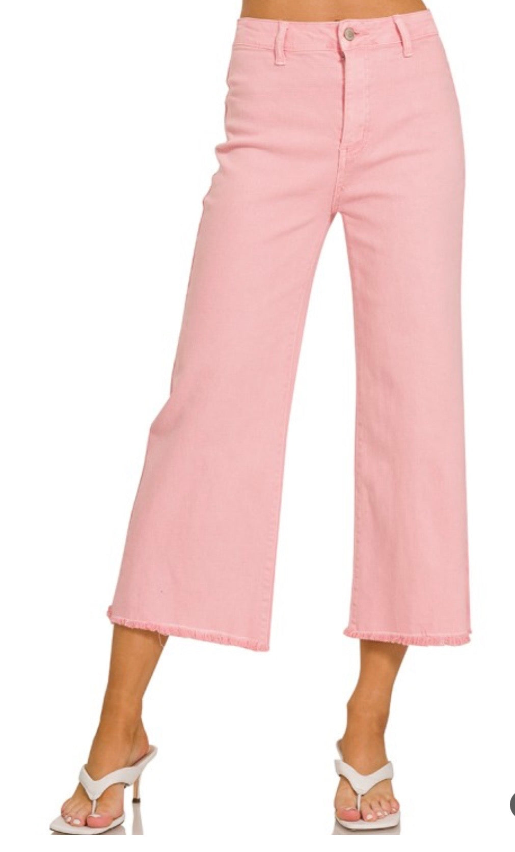 Zenana pink cropped jeans