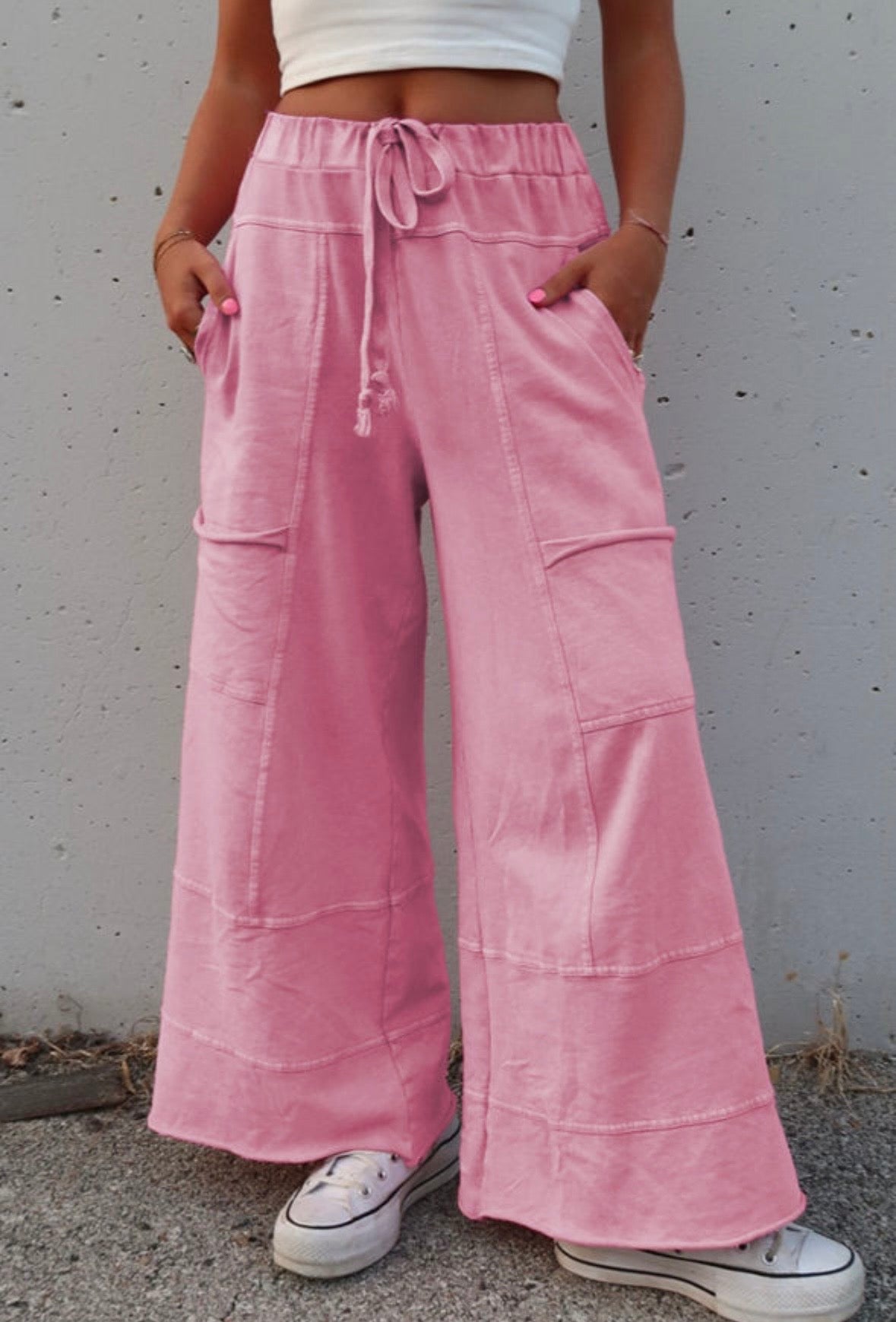 Pink mineral wash pants