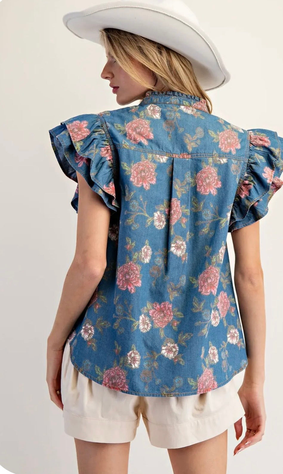 Floral denim top