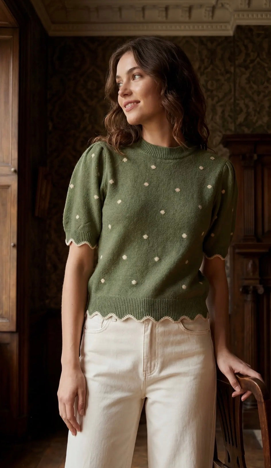 Olive dot sweater
