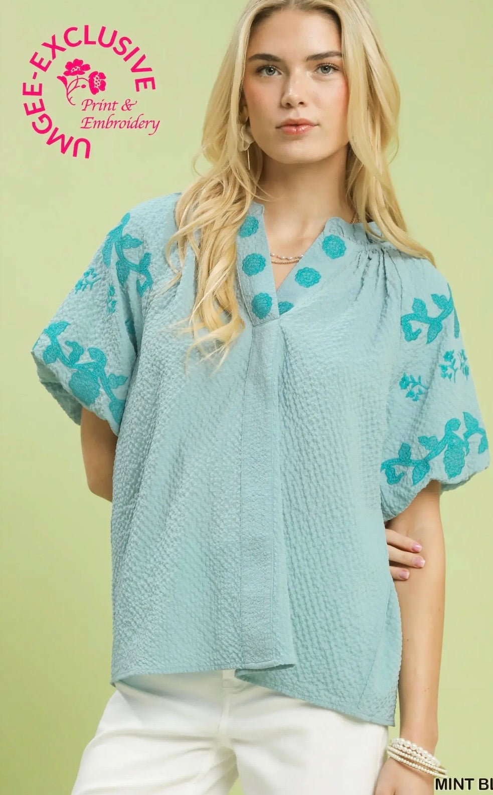 Mint blue top