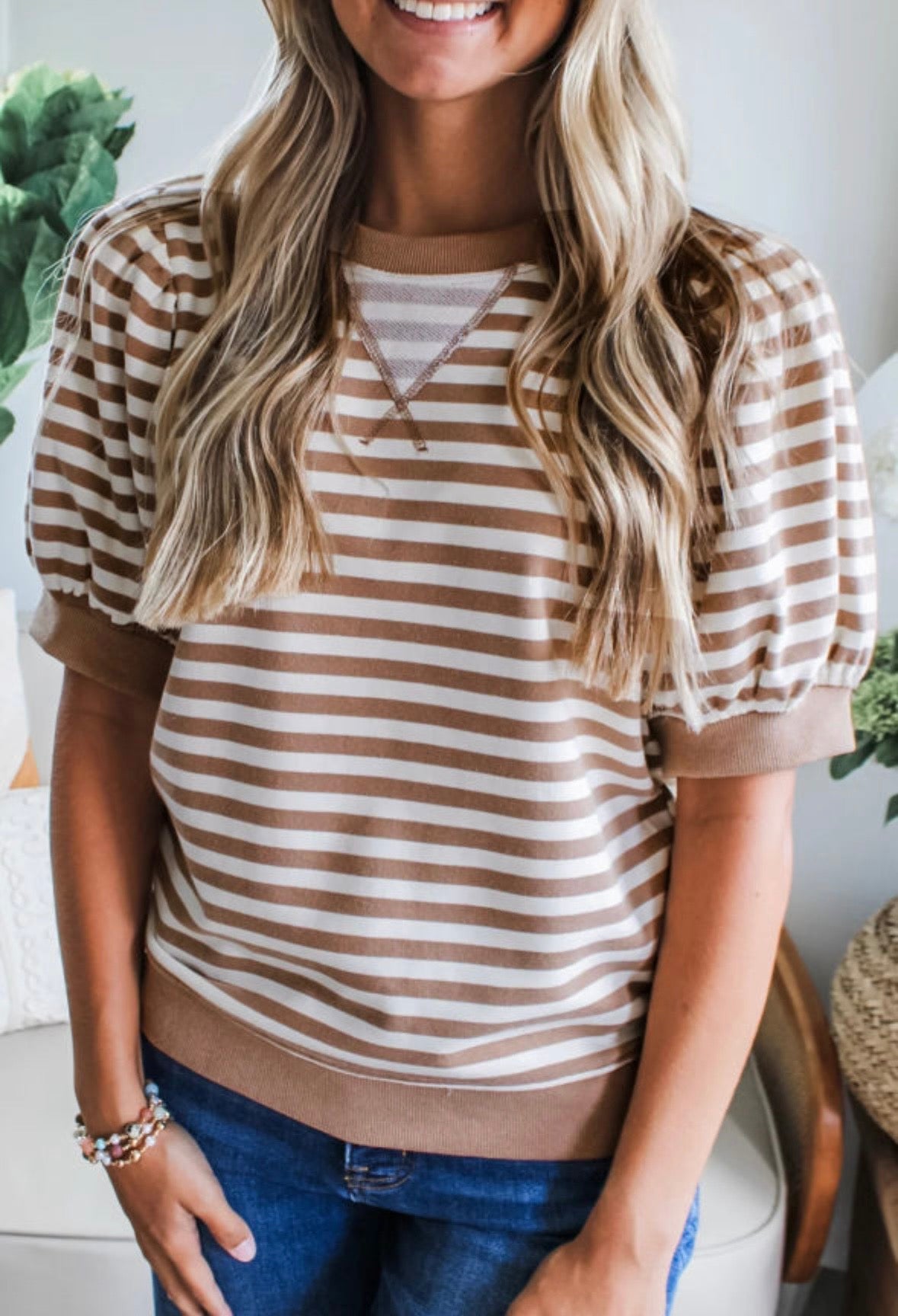 Brown stripe top