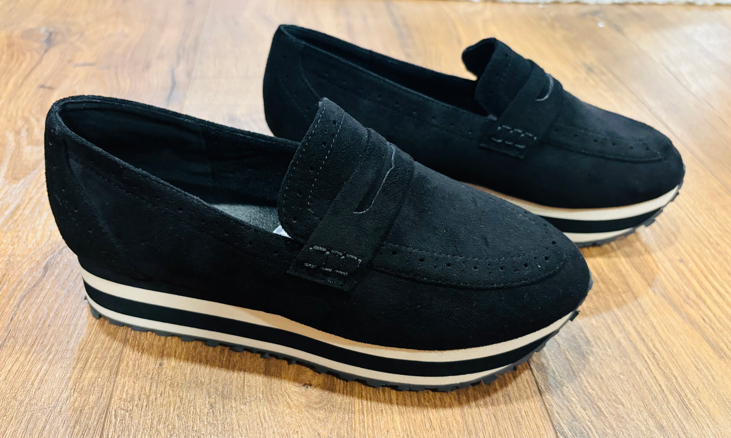 Tacey black wedge loafers