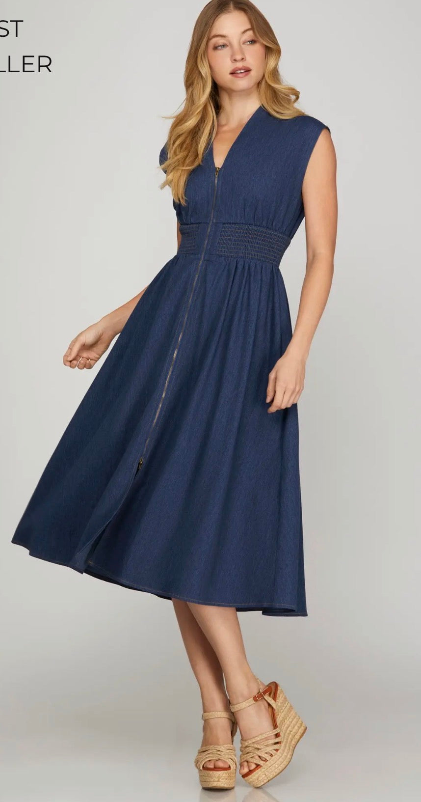 Denim zip dress