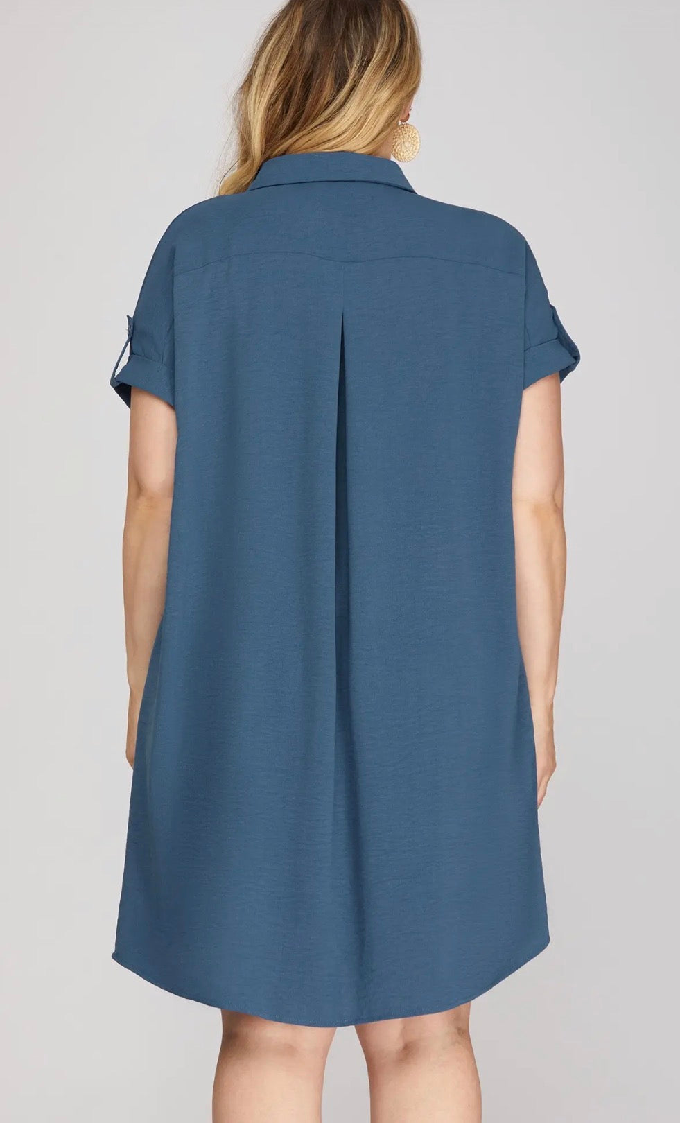 Dusty blue t-shirt dress curvy
