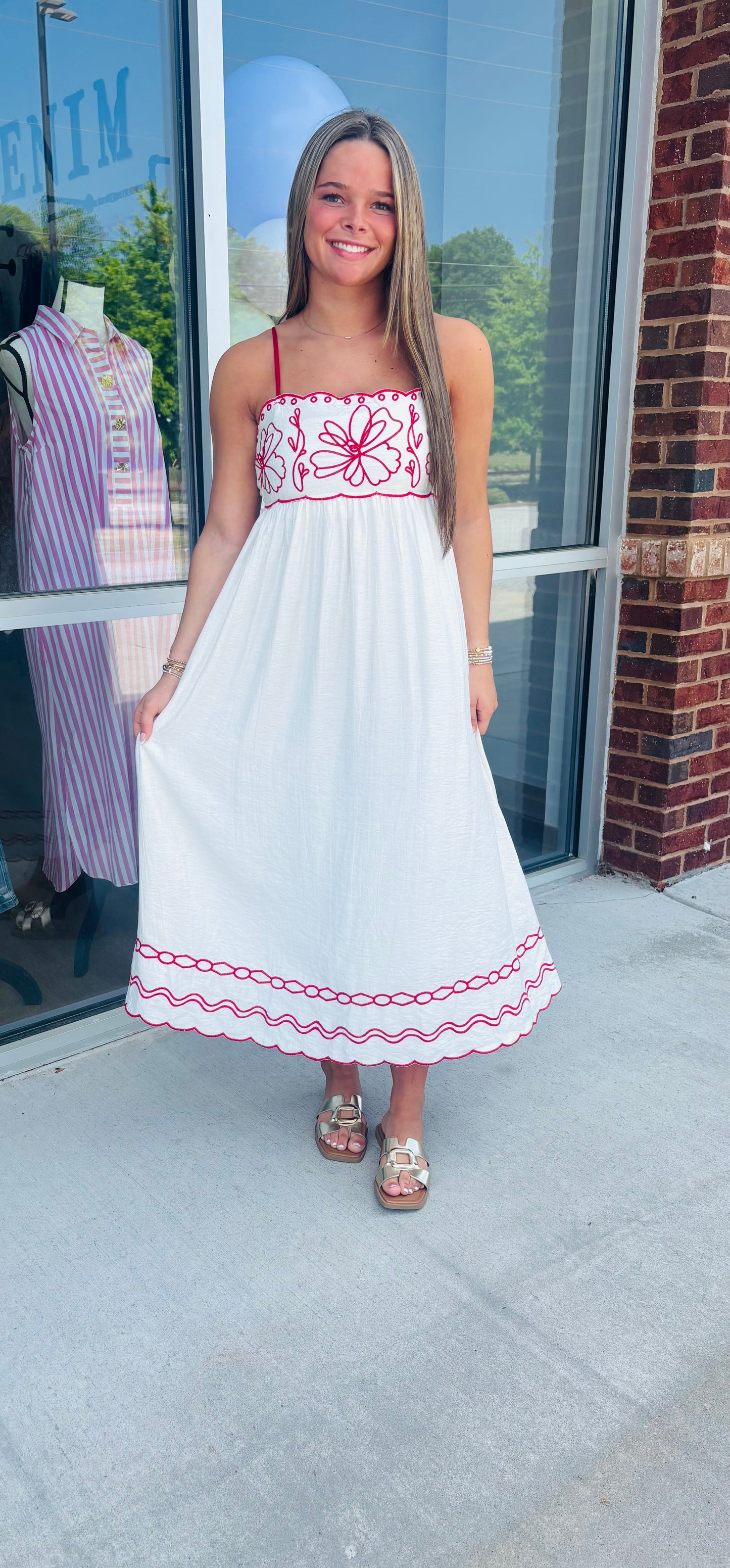 Red detailed dress