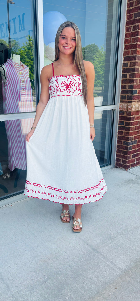 Red detailed dress