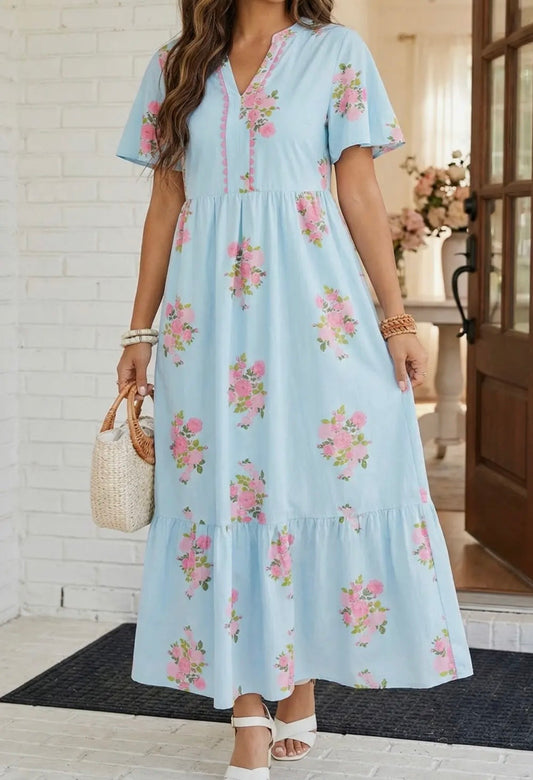 Blue floral dress