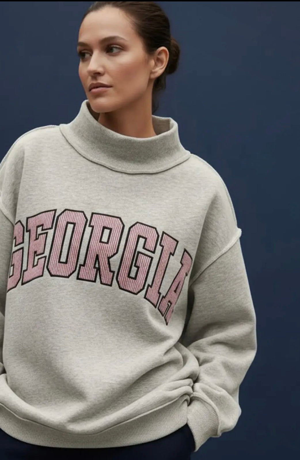 GA embroidered mock neck sweatshirt