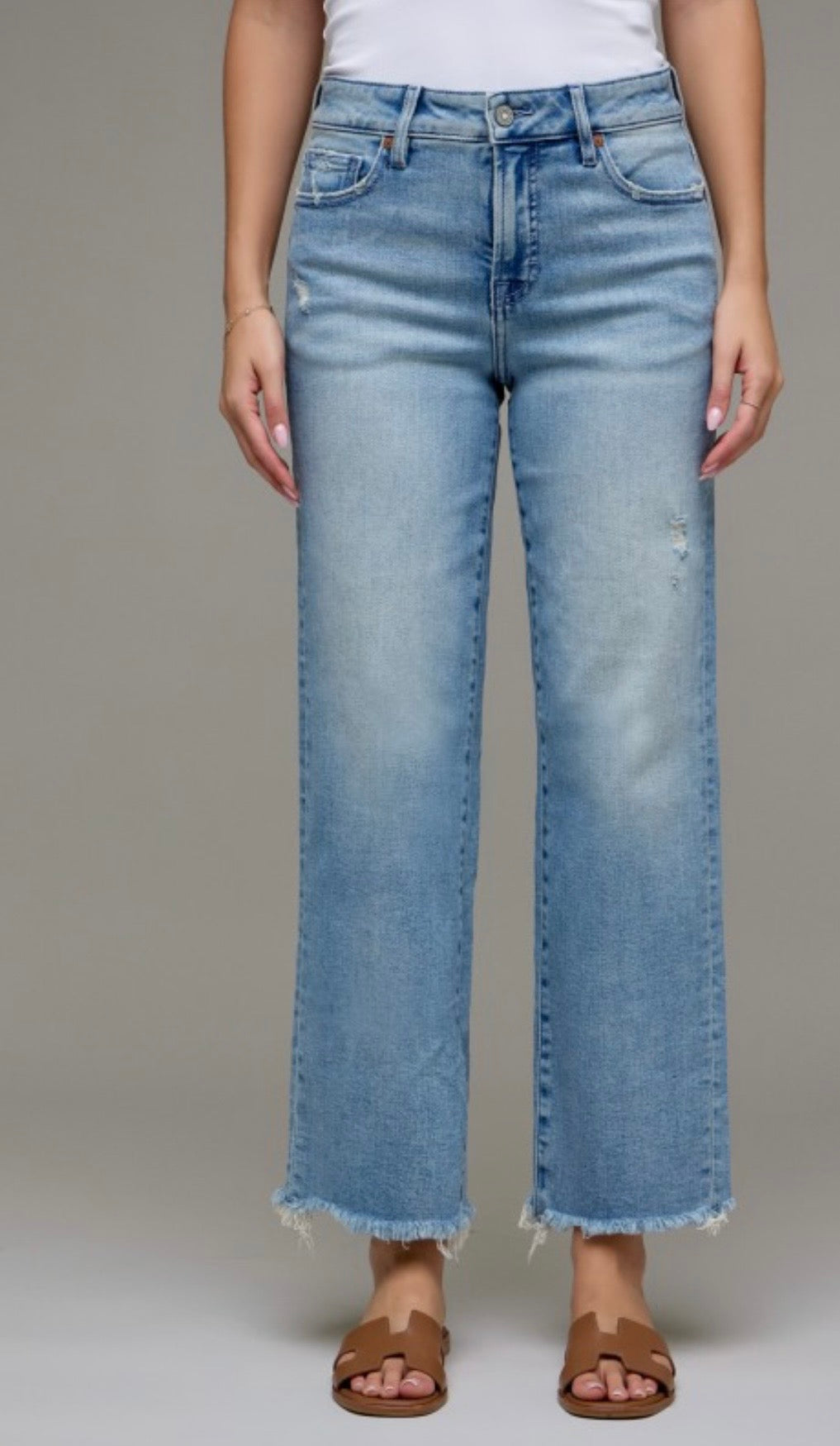 Hidden midrise cropped classic straight jeans