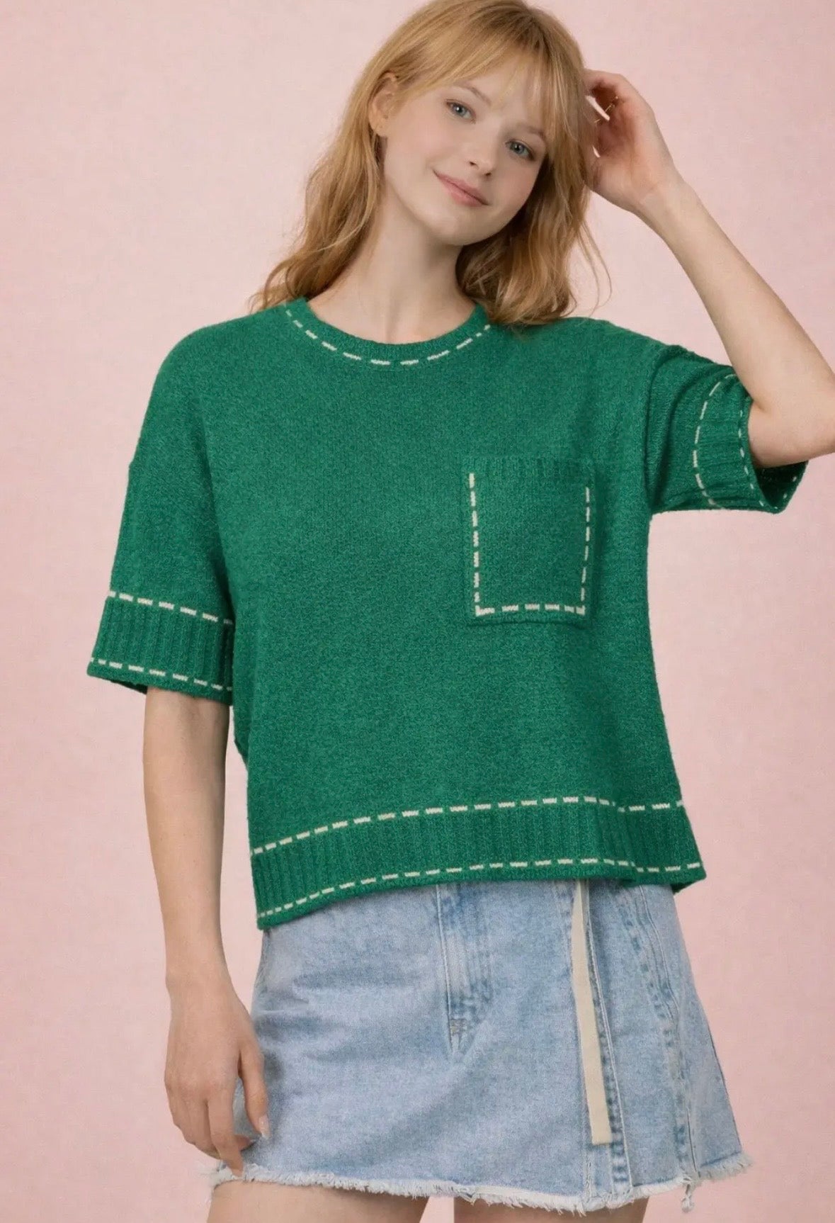 Kelly green curvy sweater top