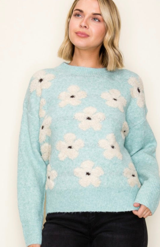 Flower power sweater mint