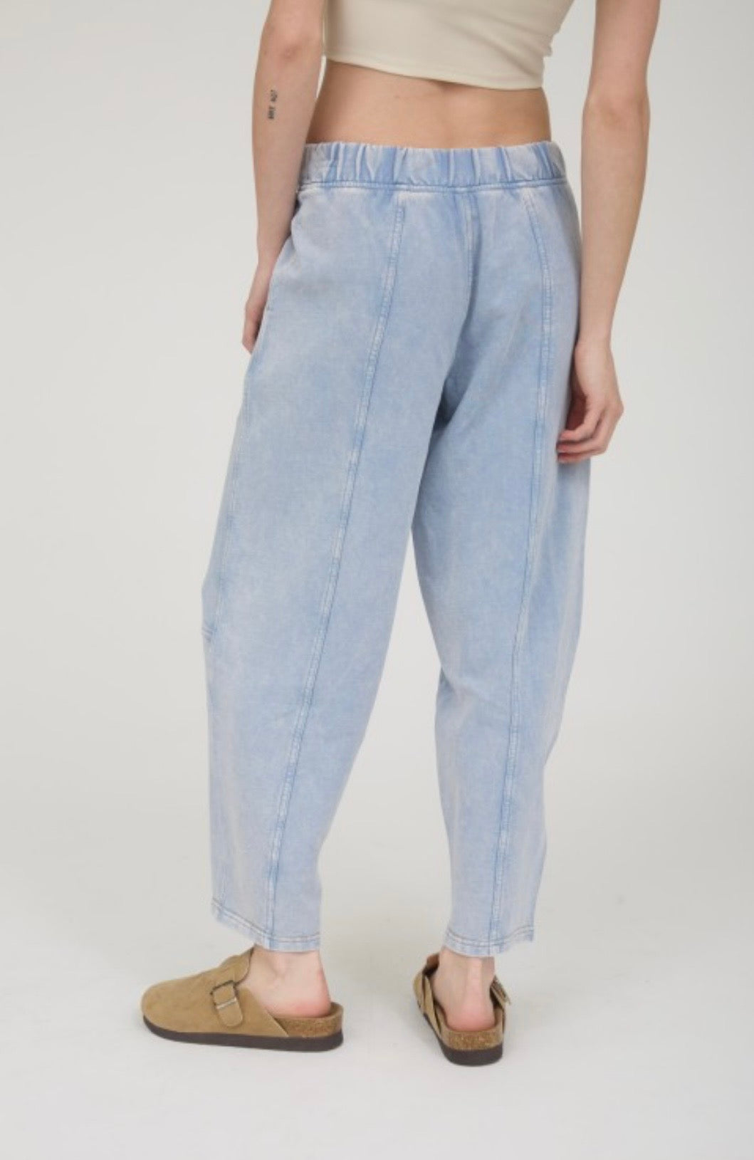 Acid wash elastic joggers
