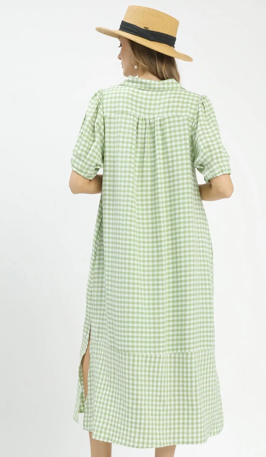 Sage gingham dress